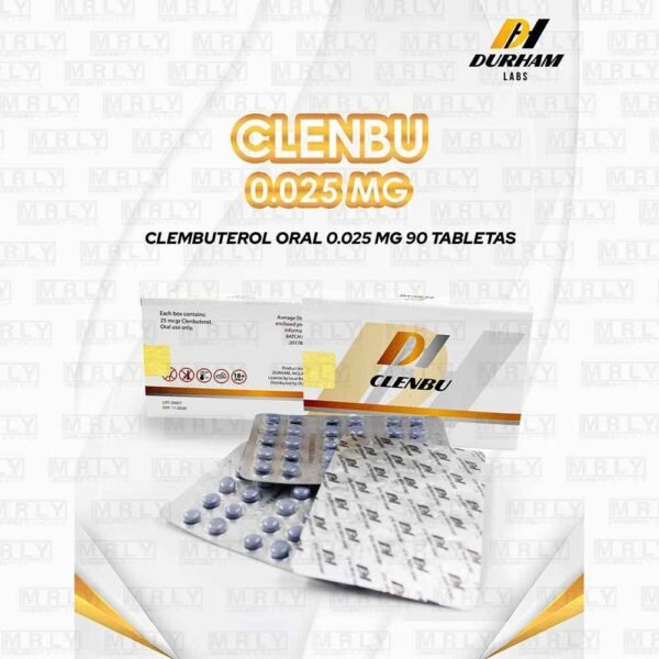 Clenbu (clembuterol) 25mcg 90 tabs Durham Labs - Distribuidora FIT de México